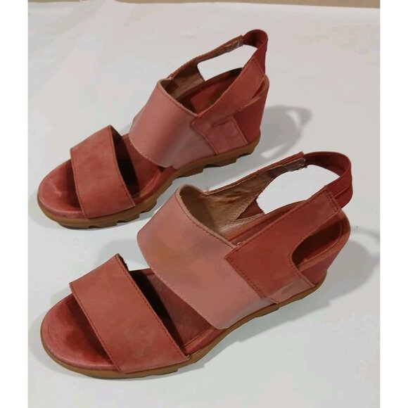 Sorel Joanie II Wedge Sandals Size 8 Pink Casual Leather Beach NL3556-224 - Picture 1 of 13